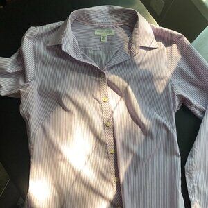 Banana Republic Purple Striped Non-Iron Fitted Shirt
